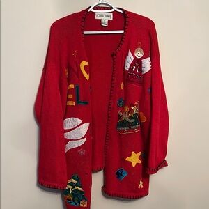 Victoria Woman Red Christmas Cardigan